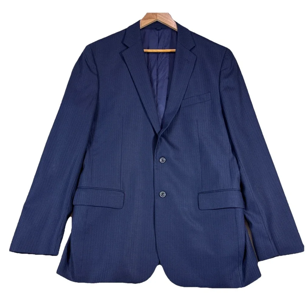 Jos A Bank 1905 Blazer Mens 44L Slim Fit‎ Navy Blue Wool Suit Jacket Sport Coat